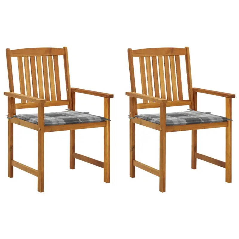 Tuinstoelen van massief acaciahout met rustieke charme - Grijs ruitpatroon / 2 - Tuinstoelen