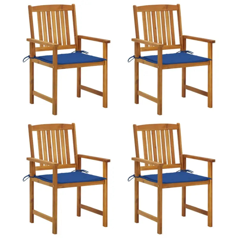 Tuinstoelen van massief acaciahout met rustieke charme - koningsblauw / 4 - Tuinstoelen