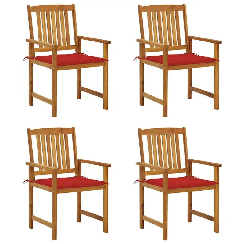 Tuinstoelen van massief acaciahout met rustieke charme - Rood / 4 - Tuinstoelen