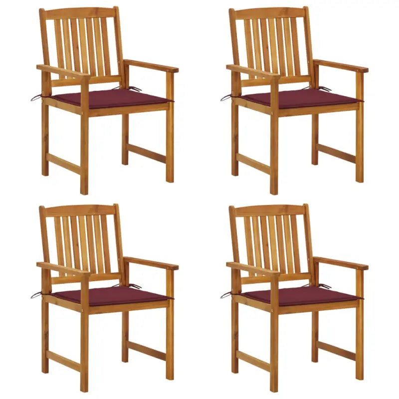 Tuinstoelen van massief acaciahout met rustieke charme - Wijnrood / 4 - Tuinstoelen