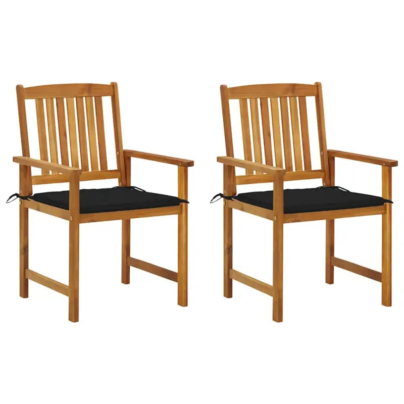 Tuinstoelen van massief acaciahout met rustieke charme - Zwart / 2 - Tuinstoelen