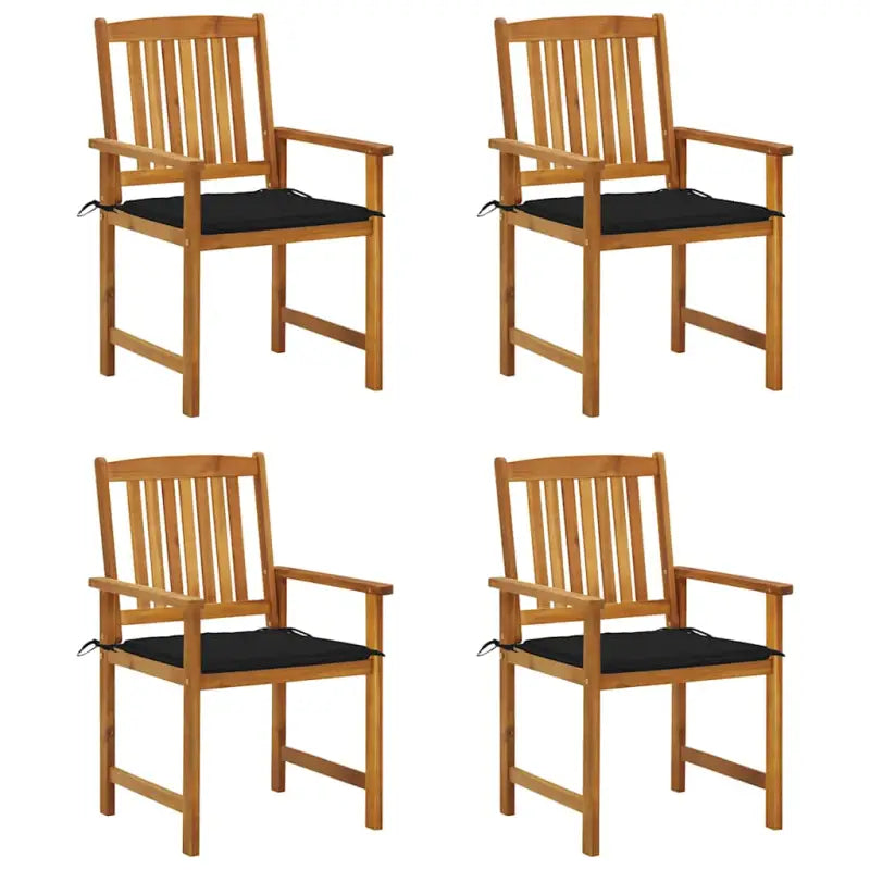 Tuinstoelen van massief acaciahout met rustieke charme - Zwart / 4 - Tuinstoelen