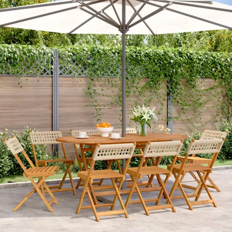 Tuinstoelen van massief acaciahout voor buiten genieten - Beige / 8 - Tuinstoelen