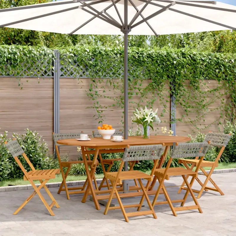 Tuinstoelen van massief acaciahout voor buiten genieten - Grijs / 6 - Tuinstoelen