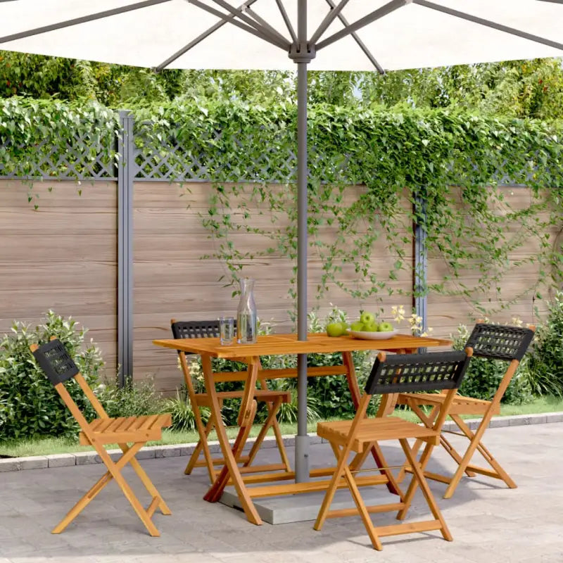 Tuinstoelen van massief acaciahout voor buiten genieten - Zwart / 4 - Tuinstoelen