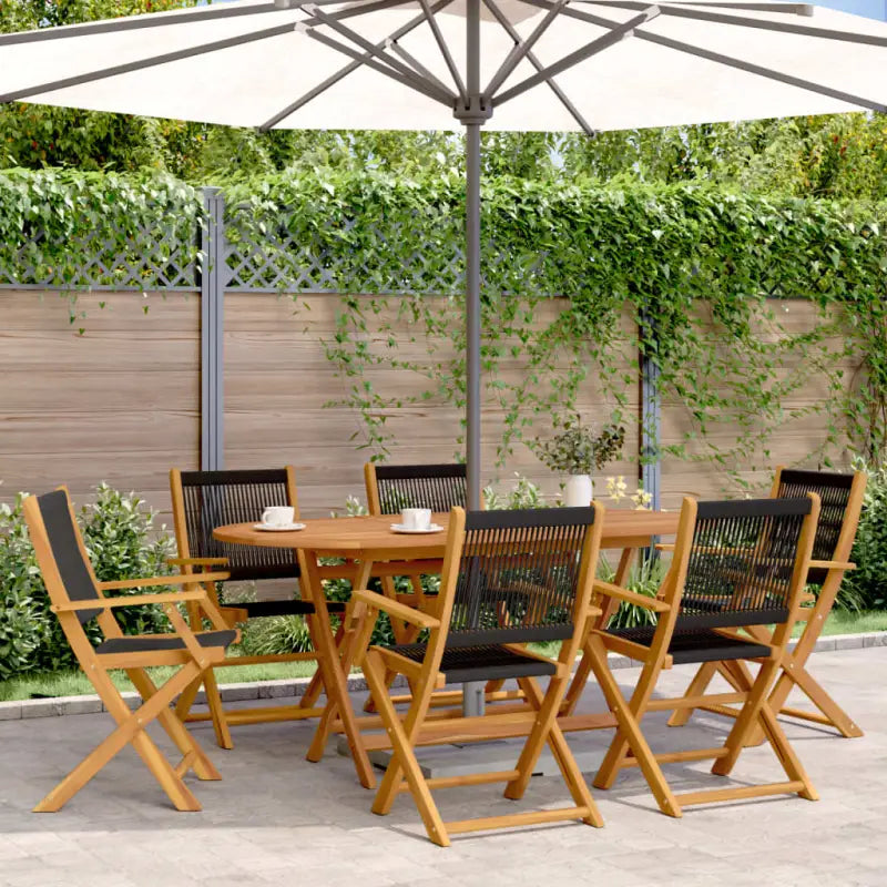 Tuinstoelen van massief acaciahout voor comfort en duurzaamheid - Zwart / 6 - Tuinstoelen