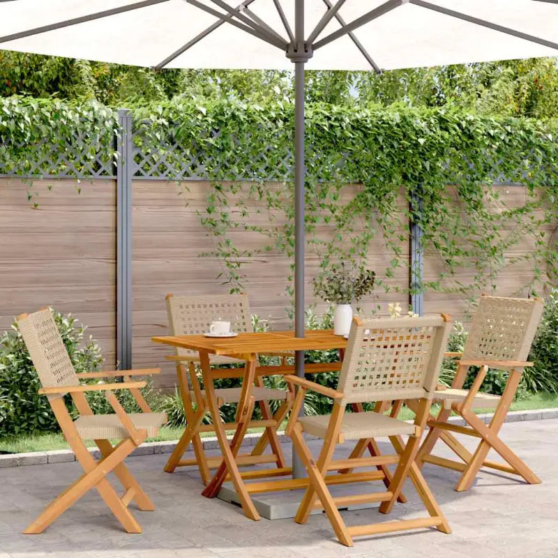 Tuinstoelen van massief acaciahout voor duurzaam comfort - Beige / 4 - Tuinstoelen