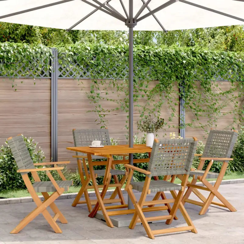 Tuinstoelen van massief acaciahout voor duurzaam comfort - Grijs / 4 - Tuinstoelen