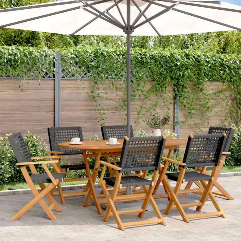 Tuinstoelen van massief acaciahout voor duurzaam comfort - Zwart / 6 - Tuinstoelen