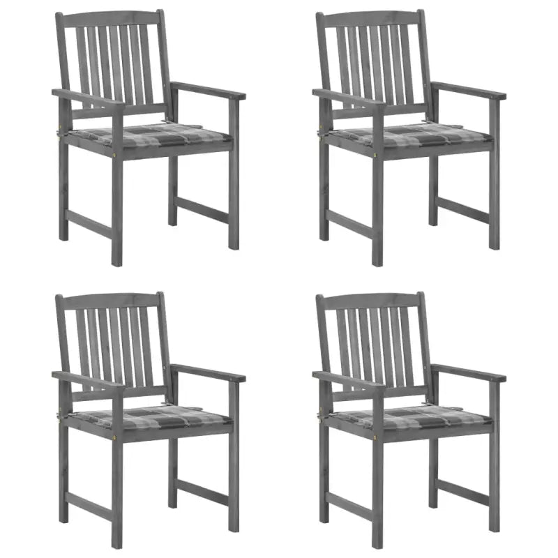 Tuinstoelen van massief acaciahout voor een rustieke buitenruimte - Grijs ruitpatroon / 4 - Tuinstoelen