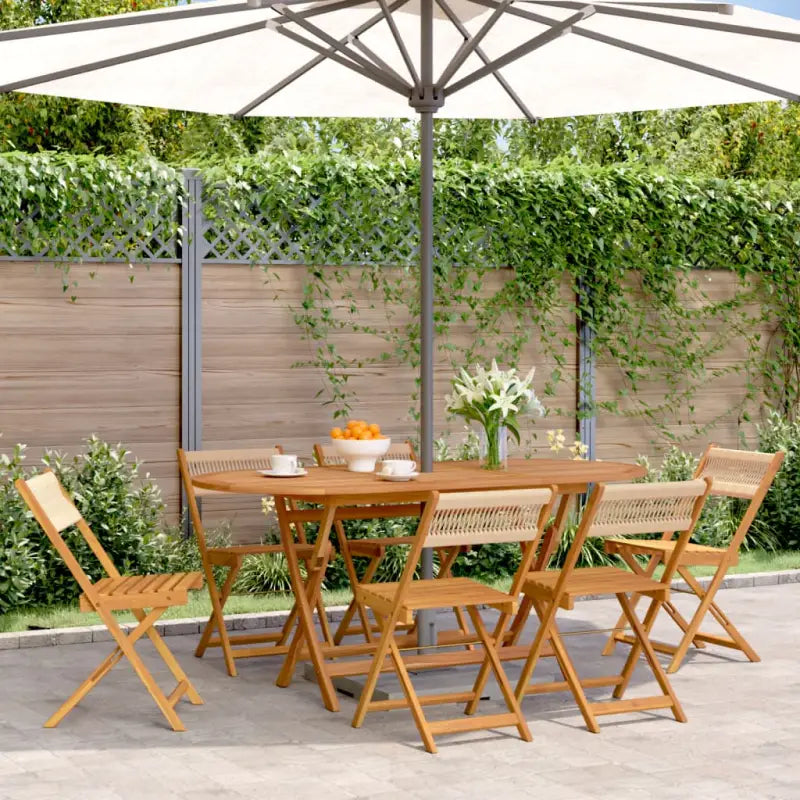 Tuinstoelen van massief acaciahout voor gezellige momenten - Beige / 6 - Tuinstoelen