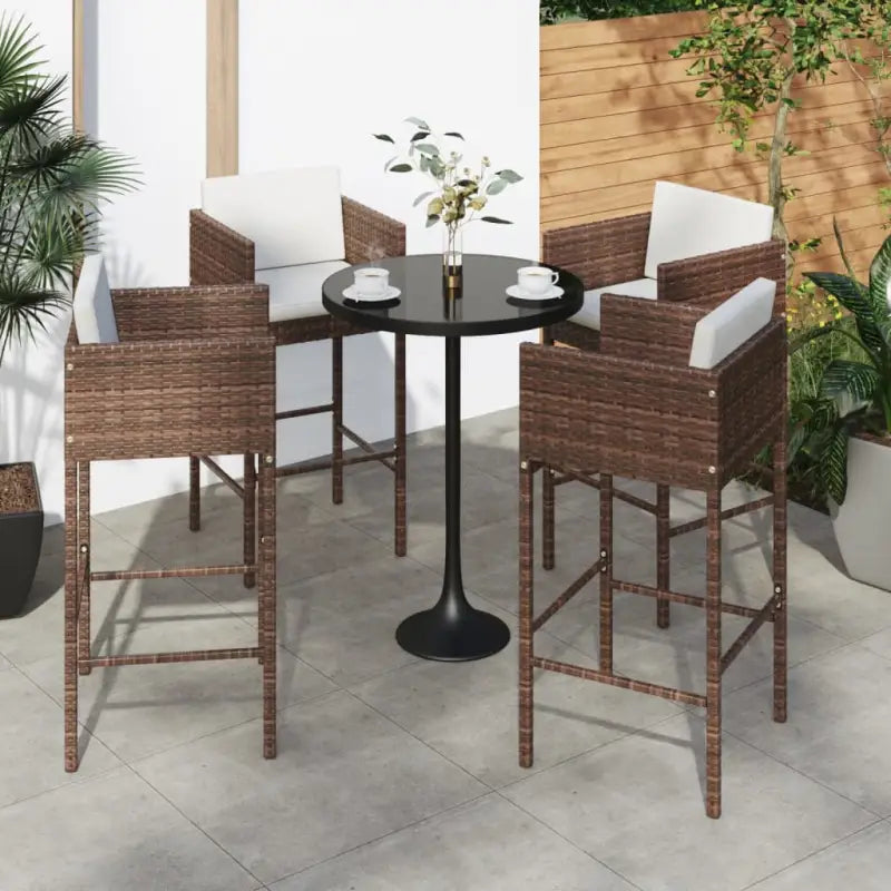 Tuinstoelen van poly rattan voor comfortabele ontspanning buiten - Bruin / 4 - Tuinstoelen