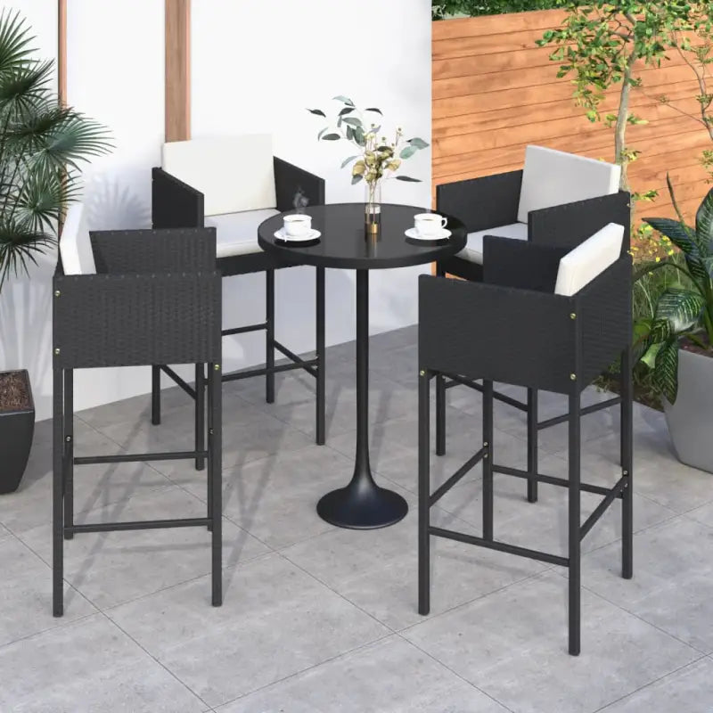 Tuinstoelen van poly rattan voor comfortabele ontspanning buiten - Zwart / 4 - Tuinstoelen
