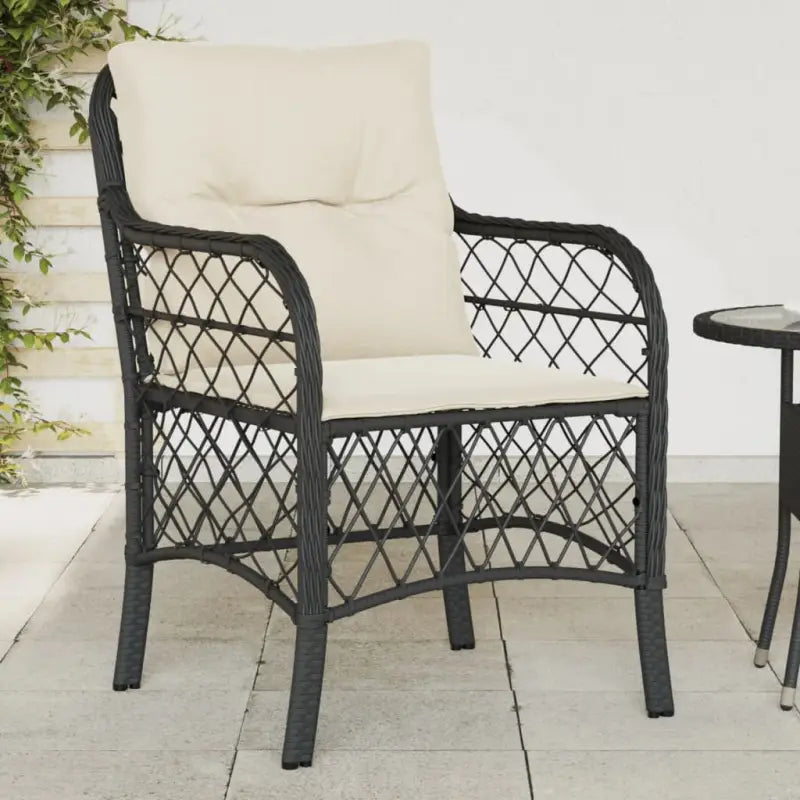 Tuinstoelen van poly rattan voor een comfortabele zitervaring - Zwart en crème / 2 / Lijngeweven - Tuinstoelen