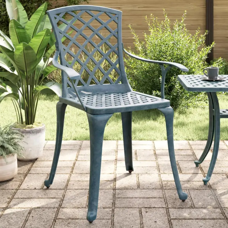 Tuinstoelenset van gietaluminium voor ontspannen tuinmomenten - Groen / 2 - Tuinstoelen