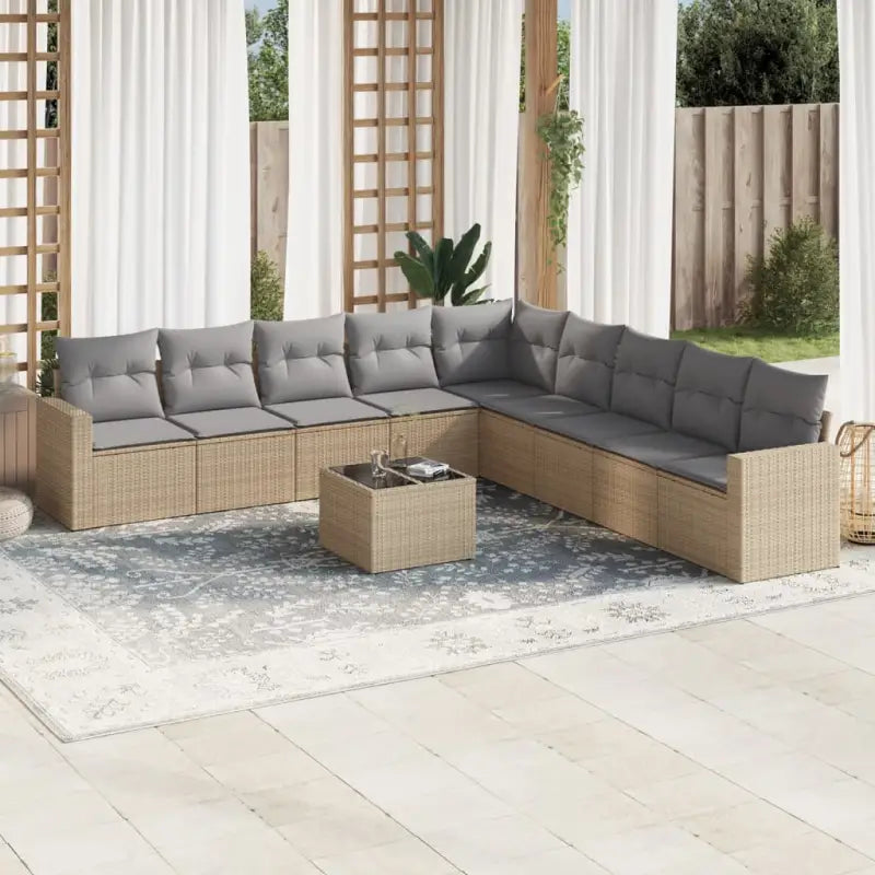 Tuinstoelset met beige materiaal en gepoedercoat staal afmetingen - Beige en grijs / Met tafel - Tuinsets