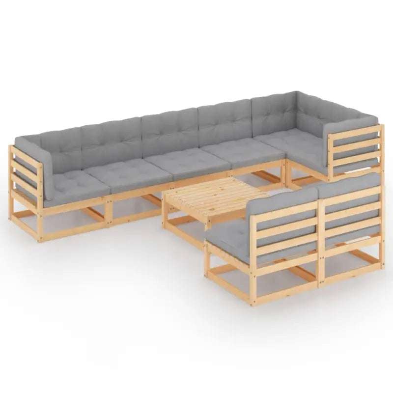 Tuinstoelset met massief grenenhout en rug- en zijkussens - Tuinsets
