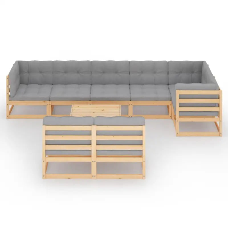 Tuinstoelset met massief grenenhout en rug- en zijkussens - Tuinsets