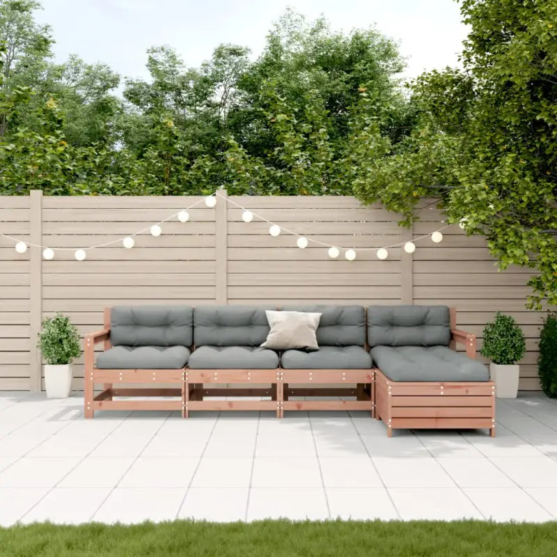 Tuinstoelset van massief douglashout met gelat ontwerp en modulair design - Tuinsets