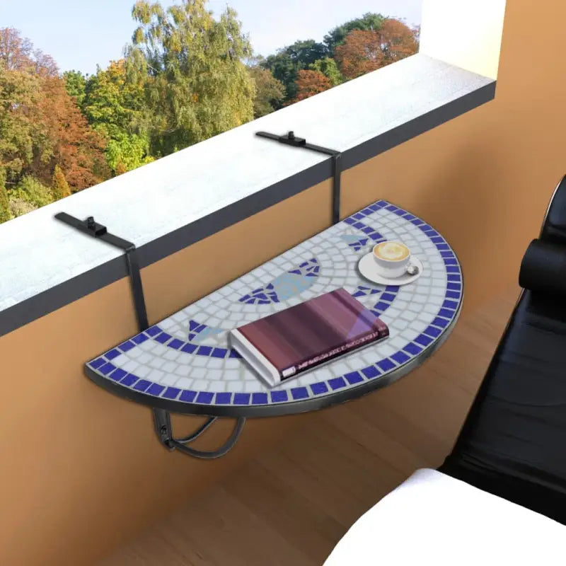 Tuintafel met halfcirkelvormig ontwerp voor balkon of terras - Blauw / 76 x 56 x 64 cm / 1 - Tuintafels