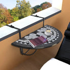 Tuintafel met halfcirkelvormig ontwerp voor balkon of terras - Zwart / 76 x 56 x 64 cm / 1 - Tuintafels