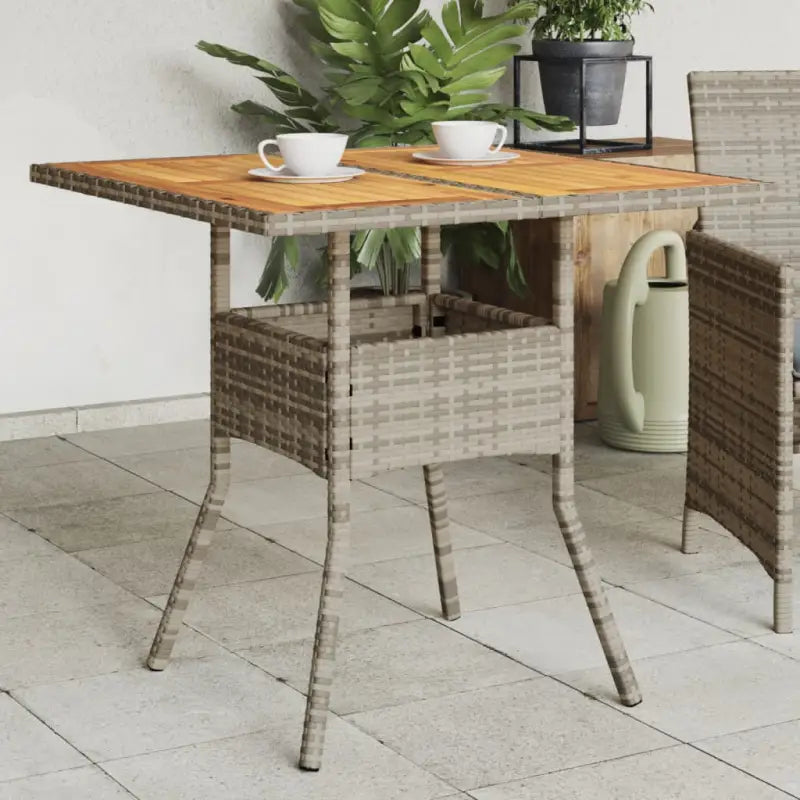 Tuintafel met houten blad en poly rattan voor eenvoudig schoon maken - Grijs / 1 / Hout - Tuintafels