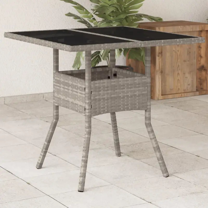 Tuintafel met houten blad en poly rattan voor eenvoudig schoon maken - Lichtgrijs / 1 / Glas - Tuintafels