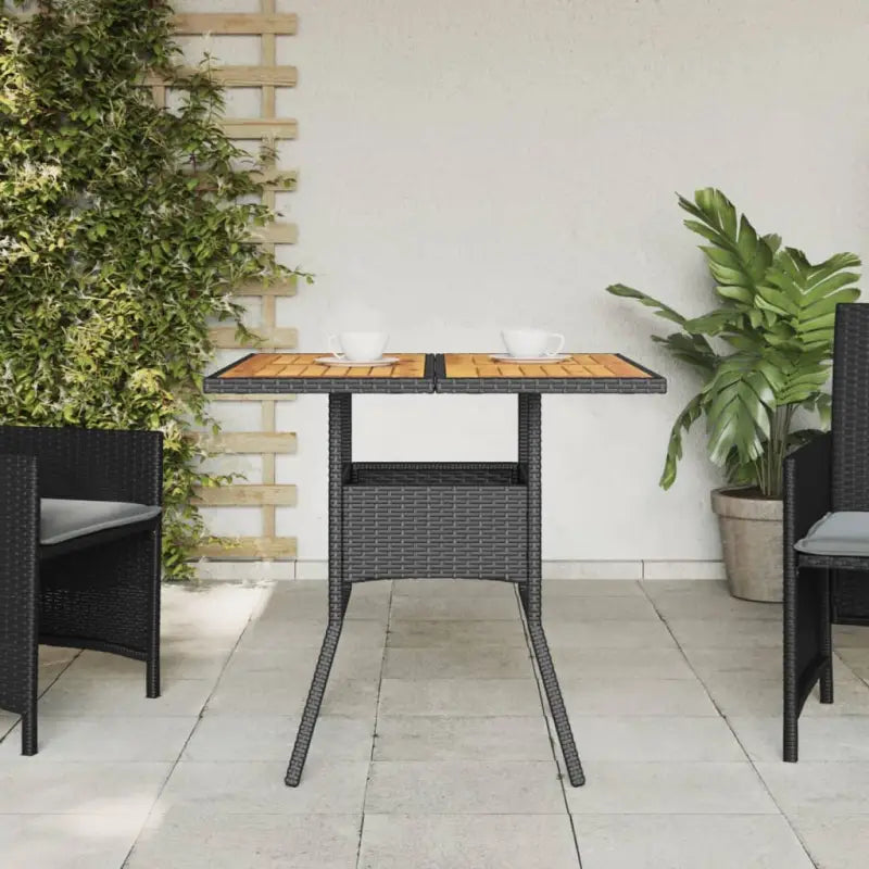 Tuintafel met houten blad en poly rattan voor eenvoudig schoon maken - Tuintafels