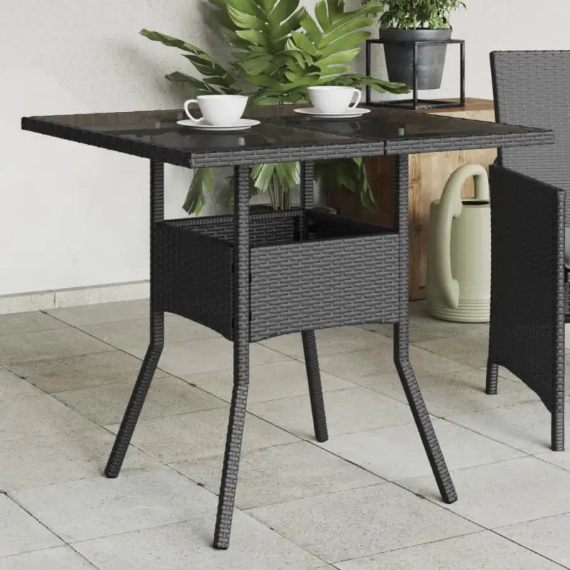 Tuintafel met houten blad en poly rattan voor eenvoudig schoon maken - Zwart / 1 / Glas - Tuintafels