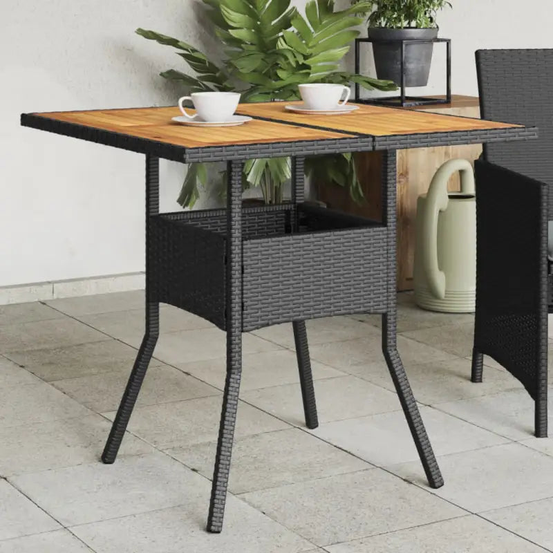 Tuintafel met houten blad en poly rattan voor eenvoudig schoon maken - Zwart / 1 / Hout - Tuintafels