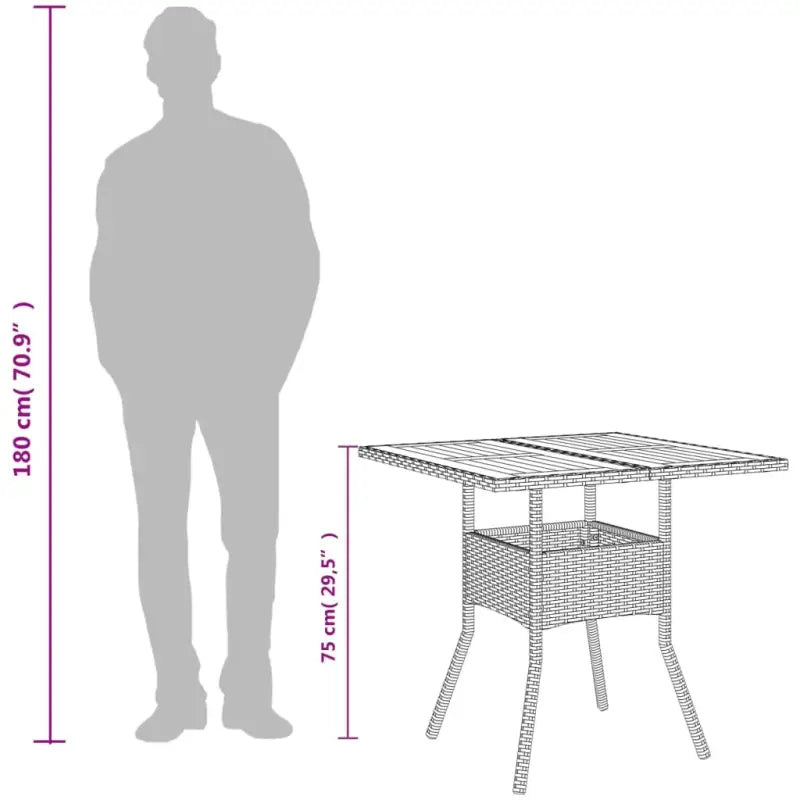 Tuintafel met houten blad en poly rattan voor eenvoudig schoon maken - Tuintafels