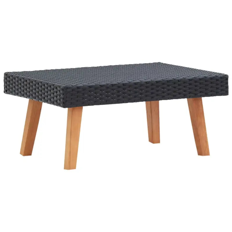 Tuintafel met Houten Poten Van PE-Rattan Voor Buitenruimtes - Zwart / 1 - Tuintafels