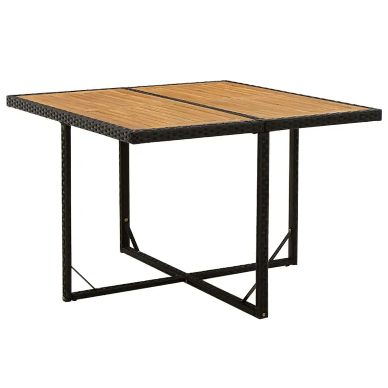 Tuintafel met massief acaciahout en weersbestendig PE-rattan - Zwart / 1 - Tuintafels