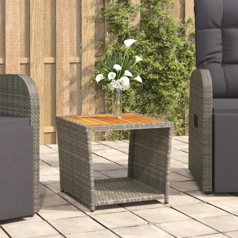 Tuintafel van massief acaciahout en PE-rattan eenvoudig schoon - Tuintafels