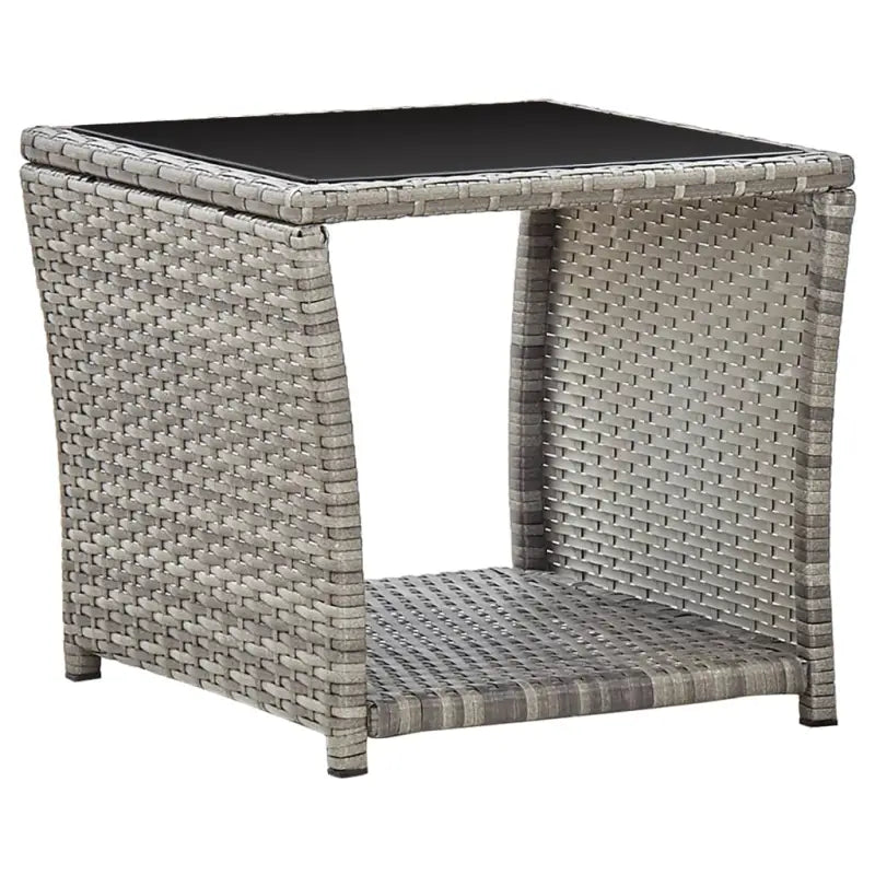 Tuintafel van massief acaciahout en PE-rattan eenvoudig schoon - Grijs / 1 / Glas - Tuintafels