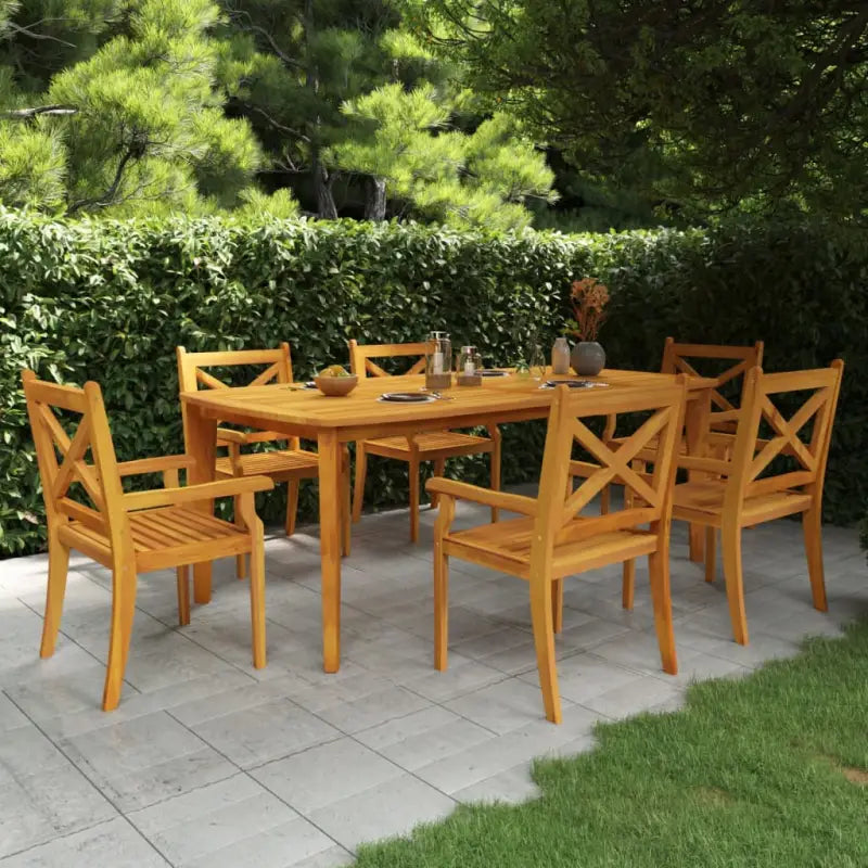 Tuintafel van massief acaciahout met diagonale poten - Tuintafels