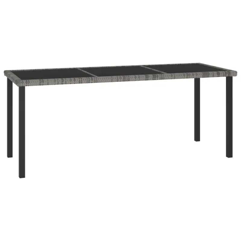 Tuintafel van PE-rattan en gepoedercoat staal met gehard glas - Grijs / 180 x 70 x 73 cm / 1 - Tuintafels
