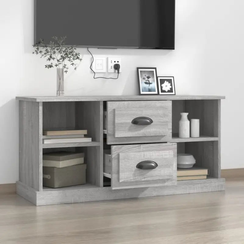 Tv-meubel grijs sonoma in bewerkt hout met stijl en duurzaamheid - Tv-meubels