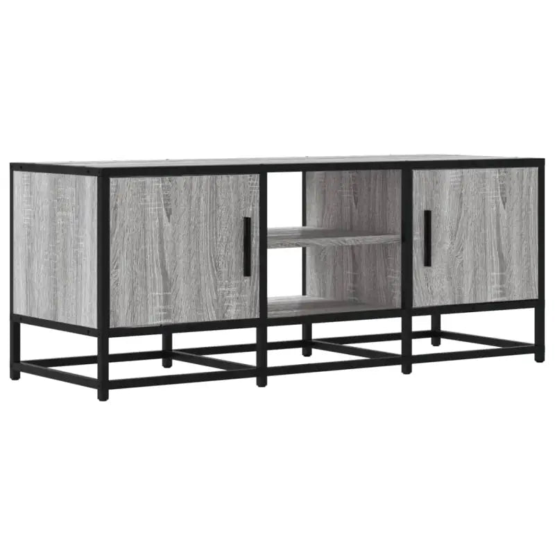 Tv-meubel in grijs Sonoma met bewerkt hout en industrieel metalen frame - Tv-meubels
