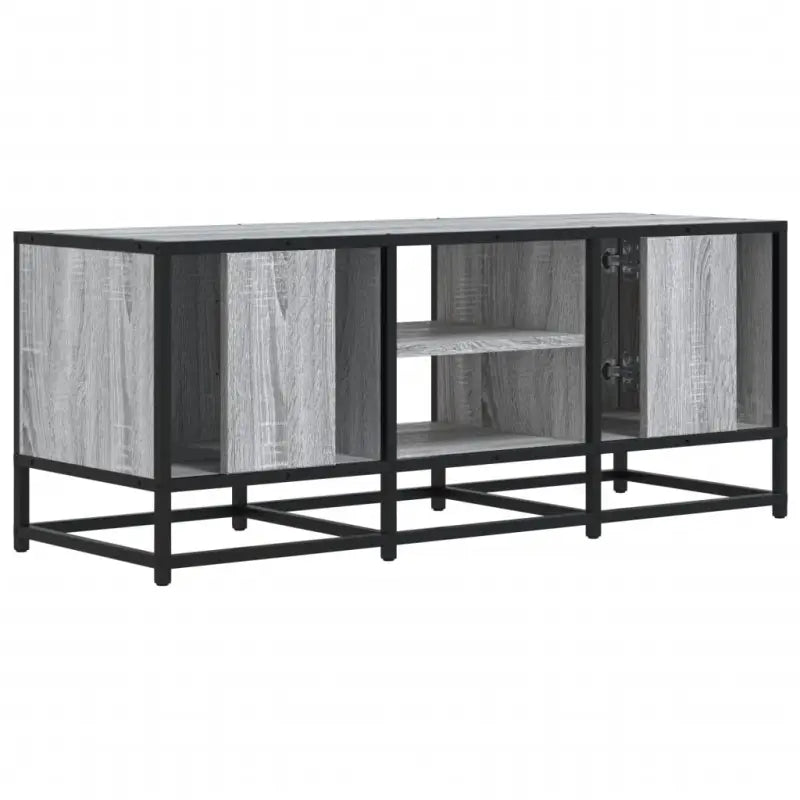 Tv-meubel in grijs Sonoma met bewerkt hout en industrieel metalen frame - Tv-meubels