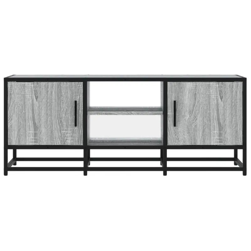 Tv-meubel in grijs Sonoma met bewerkt hout en industrieel metalen frame - Tv-meubels