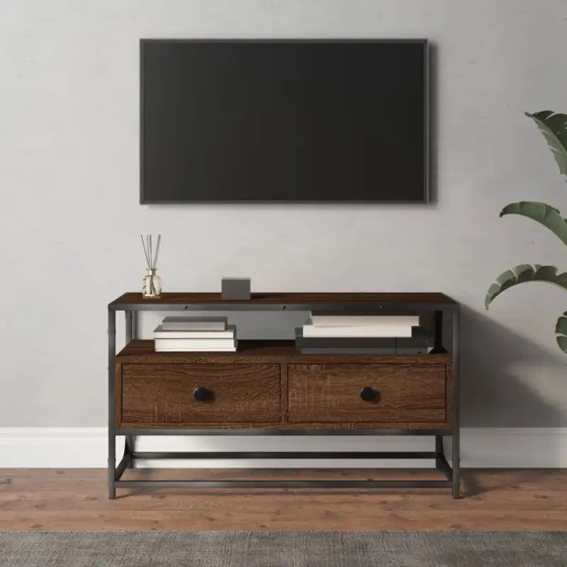 Tv-meubel in grijs sonoma van bewerkt hout met trendy en praktisch ontwerp - bruin eikenkleur / 1 / 80 cm - Tv-meubels