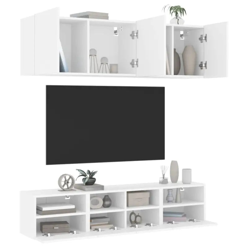 Tv-meubel in Grijs Sonoma voor een strakke opgeruimde woonkamer - Wit / 1 - Tv-meubels