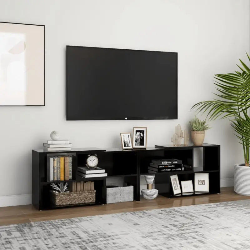 Tv-meubel in hoogglans wit van bewerkt hout voor een stijlvolle woonkamer - Zwart / 1 / 149 cm - Tv-meubels