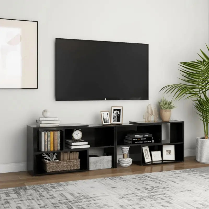 Tv-meubel in hoogglans wit van bewerkt hout voor een stijlvolle woonkamer - Hoogglans zwart / 1 / 149 cm - Tv-meubels