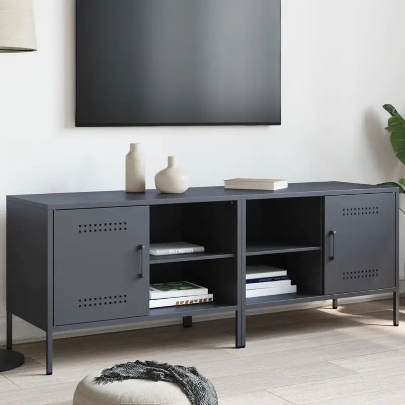 Tv-meubel in industriële stijl met robuust stalen ontwerp - Antraciet / 2 - Tv-meubels