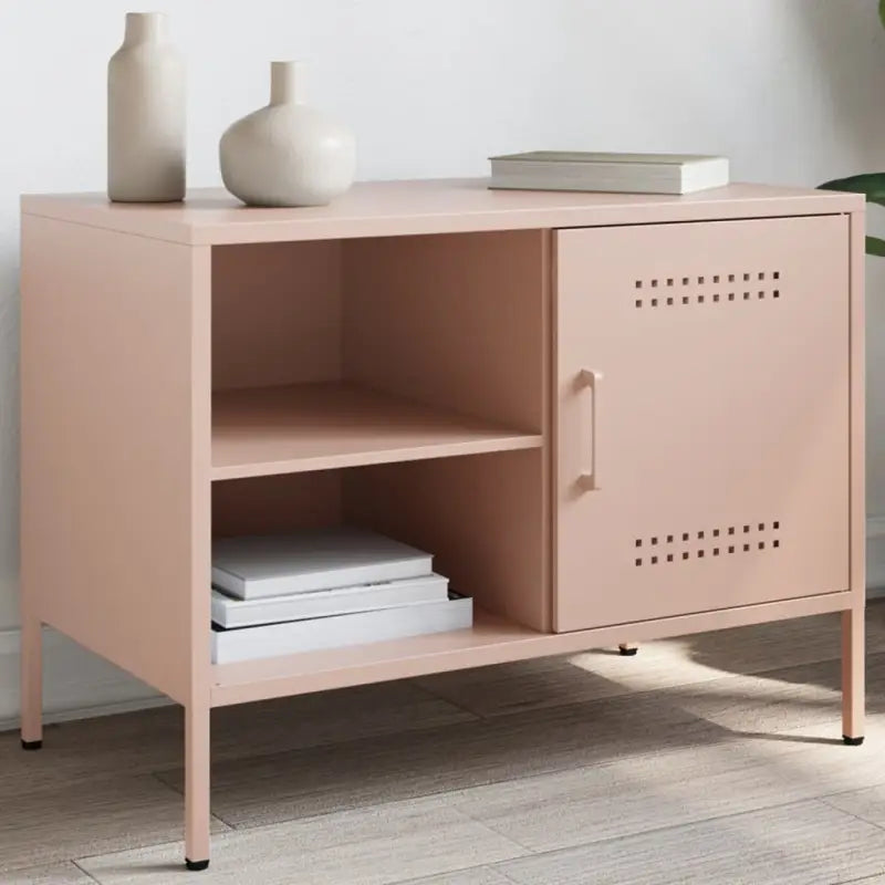 Tv-meubel in industriële stijl met robuust stalen ontwerp - Roze / 1 - Tv-meubels