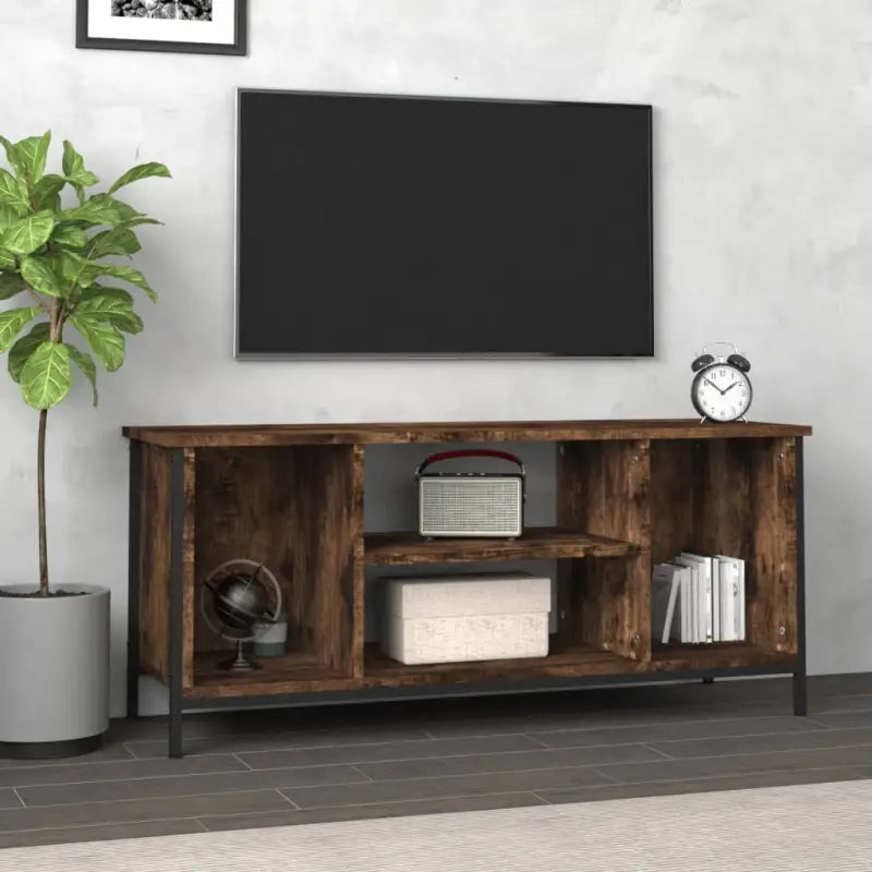 Tv-meubel met bewerkt hout en aanpasbare poten voor een trendy uitstraling - Gerookt eiken / 1 - Tv-meubels