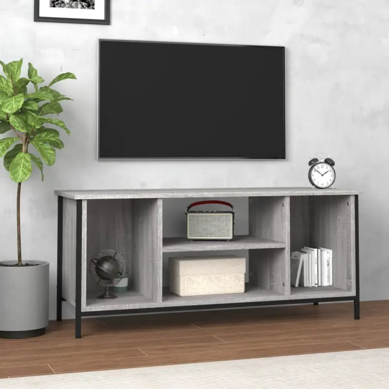 Tv-meubel met bewerkt hout en aanpasbare poten voor een trendy uitstraling - Grijs sonoma / 1 - Tv-meubels