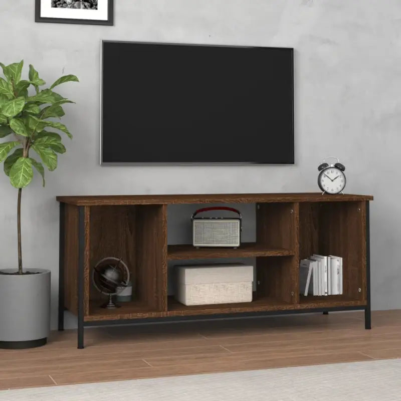 Tv-meubel met bewerkt hout en aanpasbare poten voor een trendy uitstraling - bruin eikenkleur / 1 - Tv-meubels